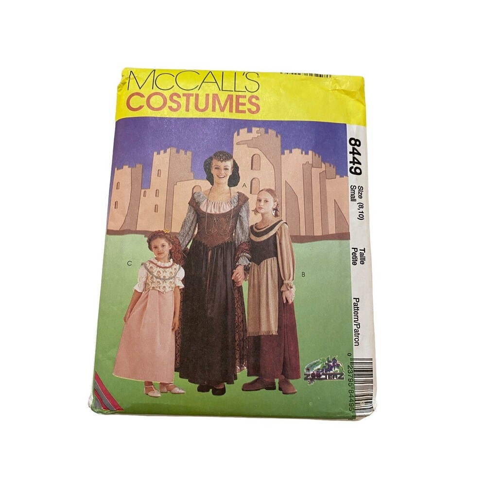 Vintage 1996 McCalls 8449 Medieval Renaissance Costume Pattern S 8 10 Uncut